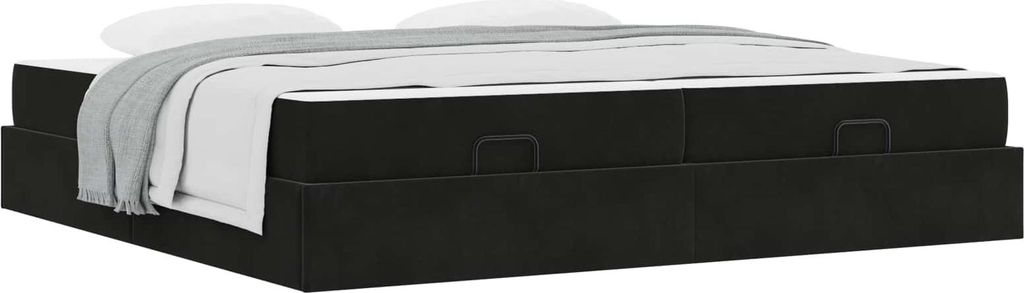 Bettgestell mit Matratze mit Matratze 2 pcs Schwarz Samt