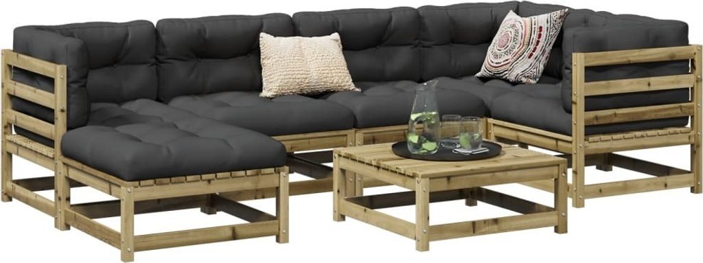 Maison Exclusive - 7-tlg. Garten-Sofagarnitur Kiefernholz Imprägniert