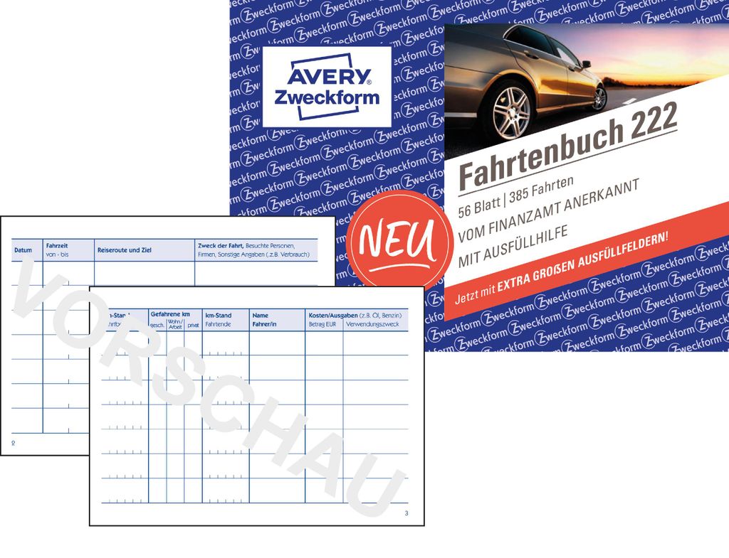 Avery Zweckform 222-3P, Fahrtenbuch Produktbild 