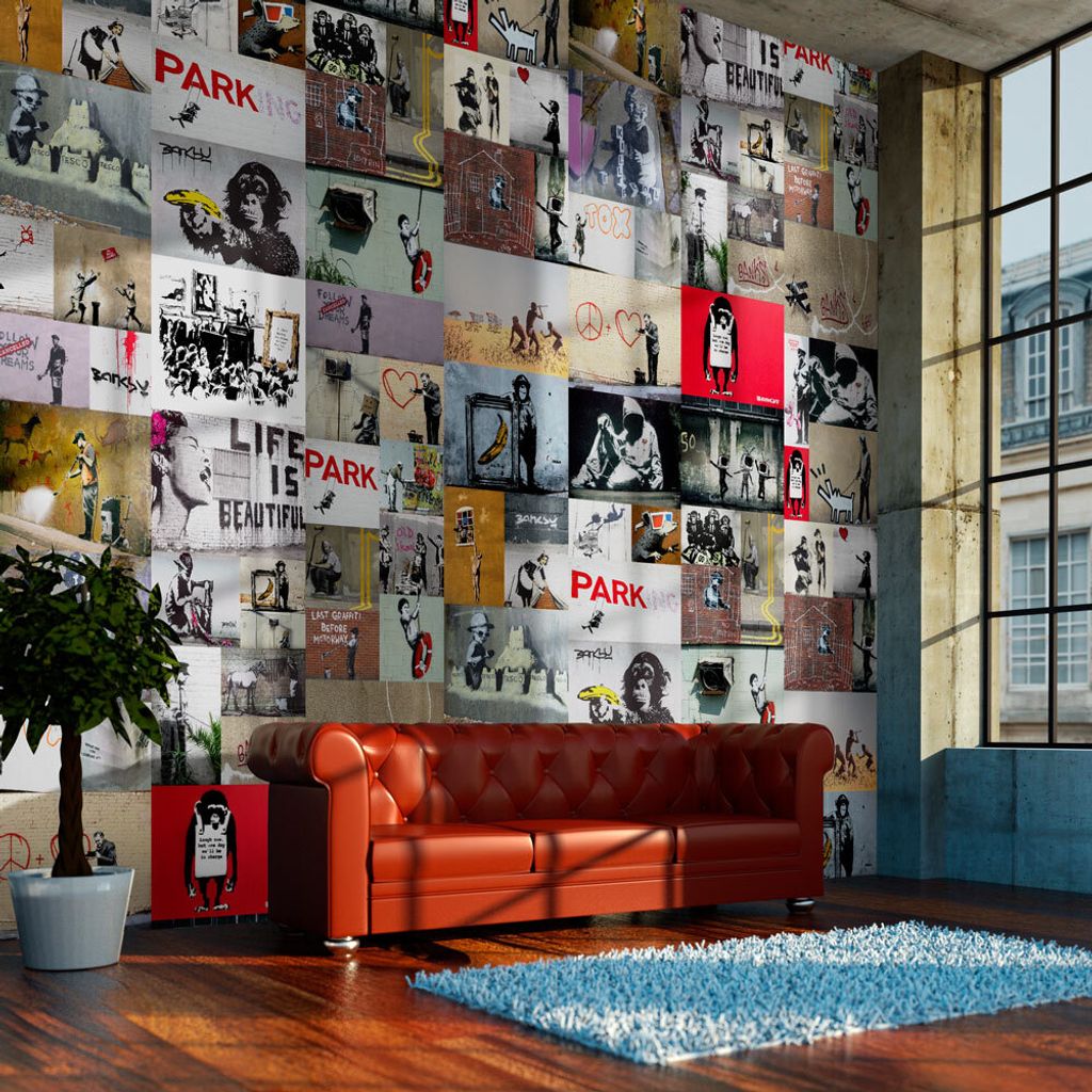 PURO TAPETE selbstklebend 10m Wandtattoo dekorative Möbelfolie Dekorfolie Fotofolie Panel Wandaufkleber Wandposter Wandsticker - Banksy f-A-0237-j-b