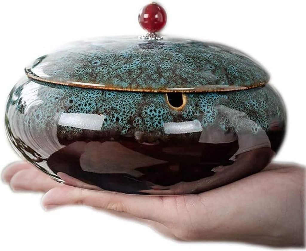 Ceramic Ashtray with Lid, Windproof Cigarette Ashtray for Indoor and Outdoor Ashtray for Smoker, Desk Smoker Ashtray for Home Office Decoration