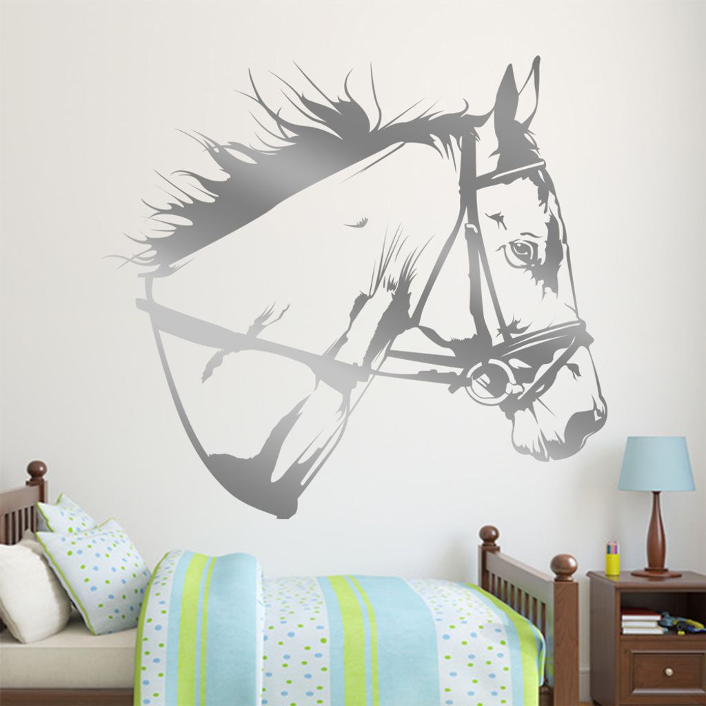 KIWISTAR Pferd mit Geschirr Wandtattoo in 6 Größen - Wandaufkleber Wall Sticker - Dekoration, Küche, Wohnzimmer, Schlafzimmer, Badezimmer