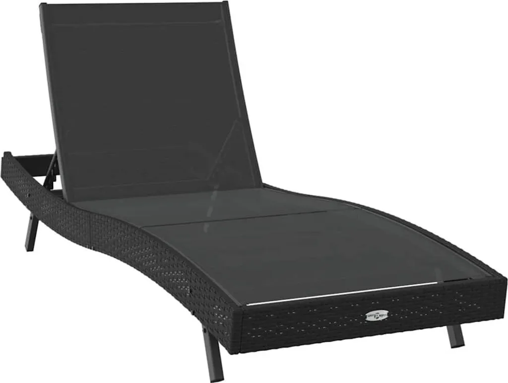 Chaise Longue Anti-UV en Poly-rotin Noir : Mobilier de Jardin sans Entretien