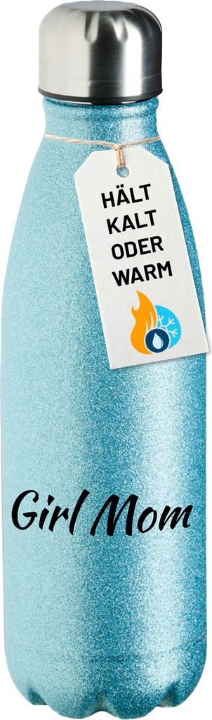 Huuraa Trinkflasche Girl Mom Schriftzug 500ml Blue Edelstahl Wasserflasche Trinkflasche Geschenkidee