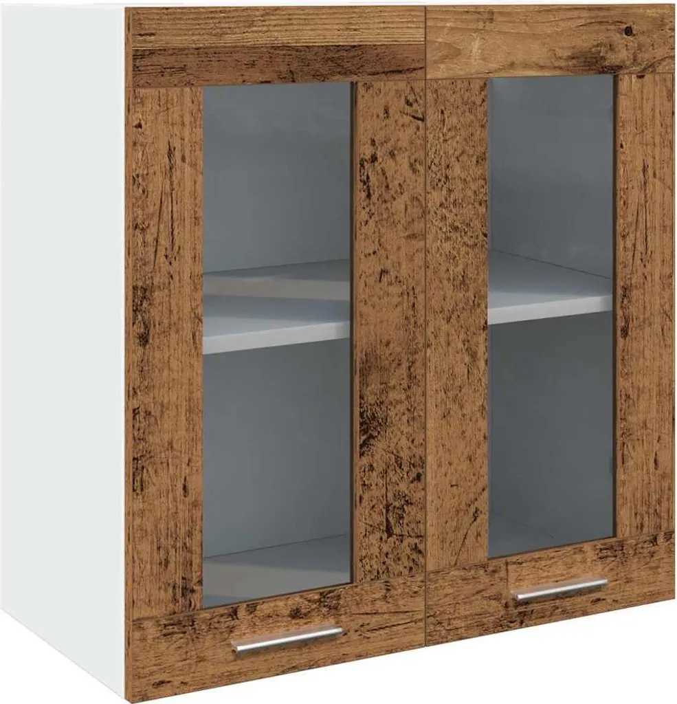 Mobile Cucina Sospeso Lyon 60x60 Vetrina Effetto Legno Antico vidaXL