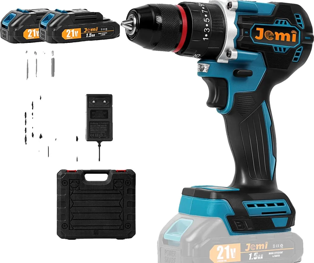 Perceuse percussion sans fil Brushless mandrin 13 mm et pack de 2 batteries