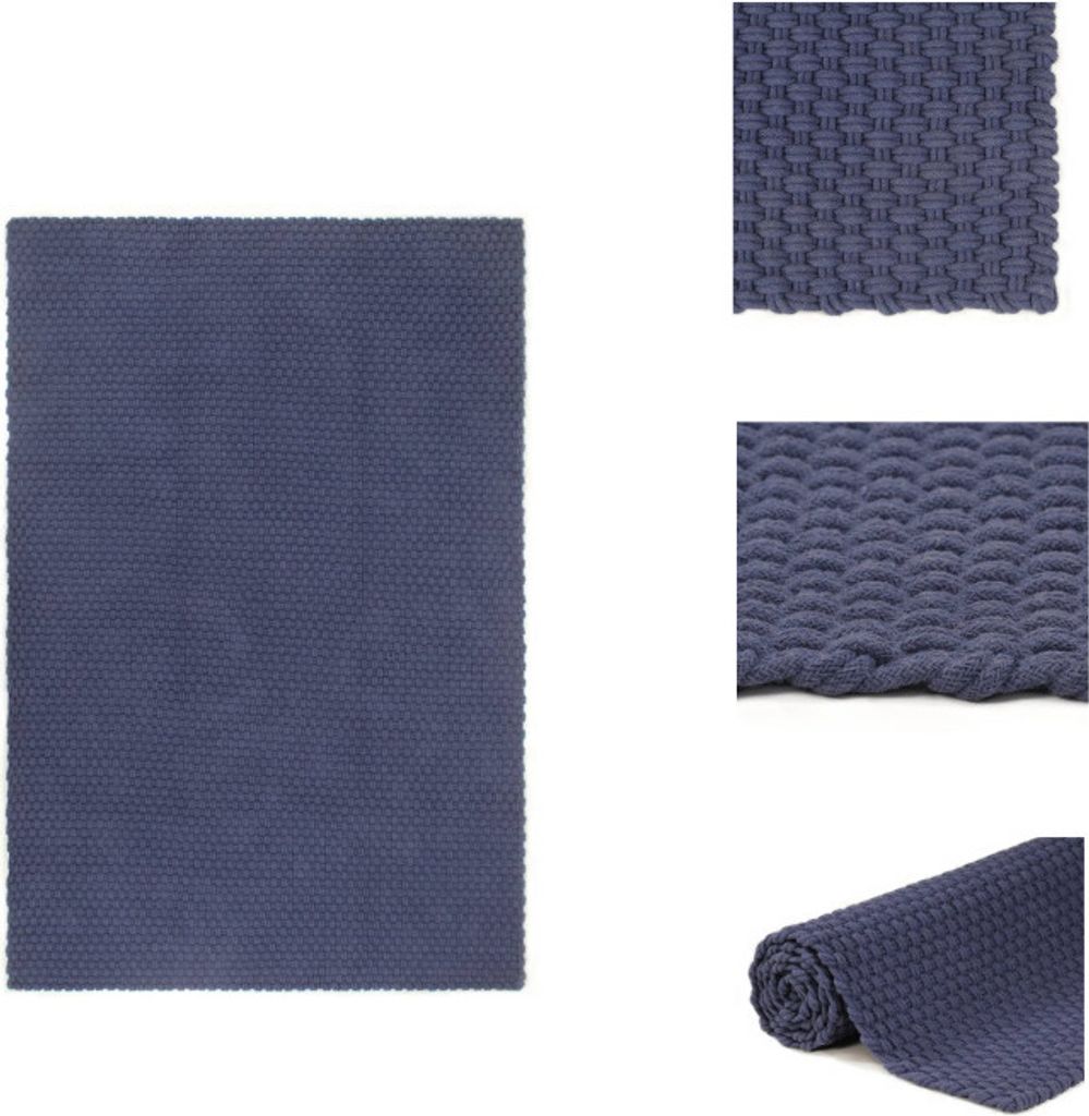 vidaXL Teppich Rechteckig Marineblau 180x250 cm Baumwolle - Teppiche