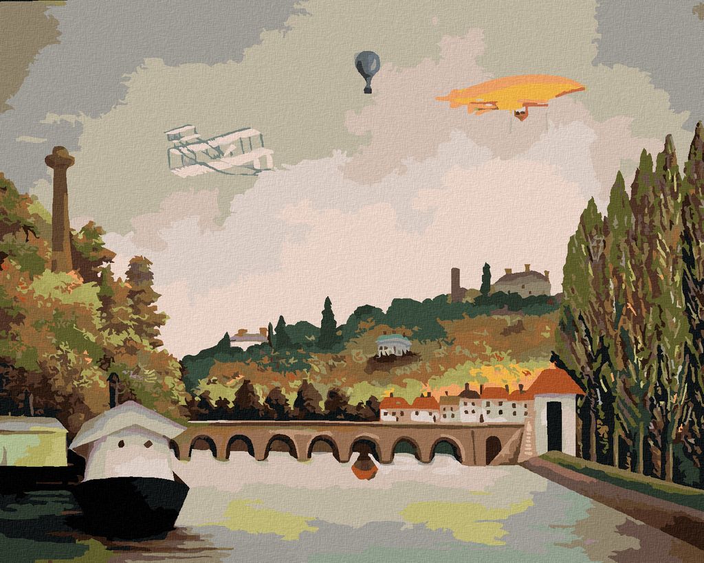 Zuty - Malen nach Zahlen - BLICK AUF DIE BRÜCKE VON SEVRES UND DIE HÜGEL VON CLAMART (HENRI ROUSSEAU), 40x50 cm, mit Keilrahmen (bereits gespannt)