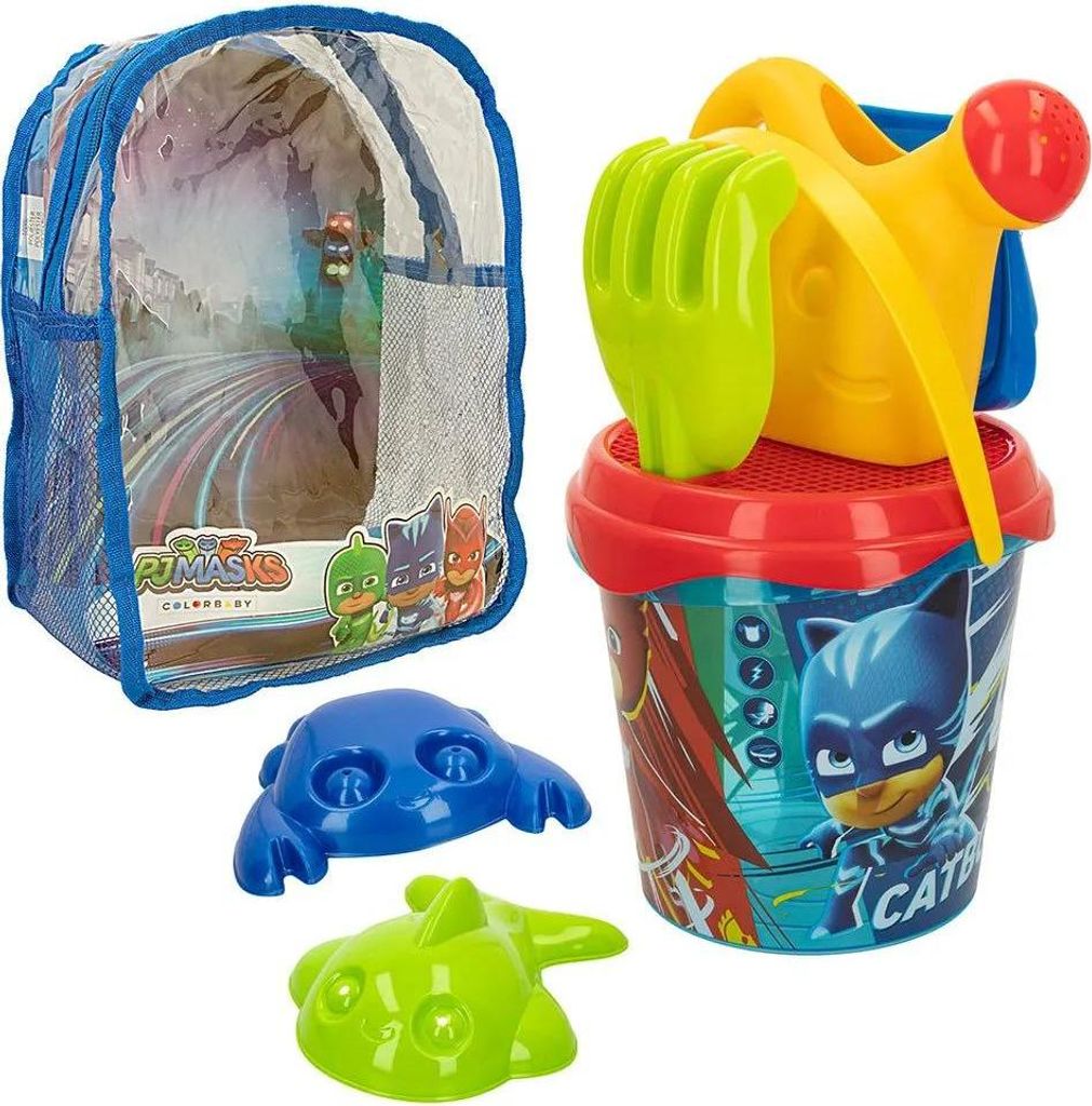 Colorbaby Pj Masks Strandset Mit Eimer Zubehör Und Rucksack Mehrfarbig Mehrfarbig One Size