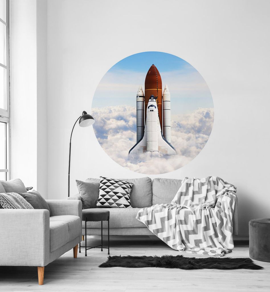 Fototapete Raumfähre rund, Material:Superior Vlies 350g/qm, Größe Tapete:195cm rund