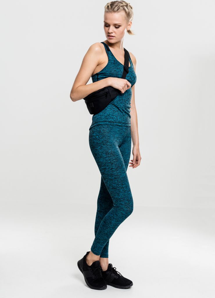 Urban Classics TB1657 | Ladies Active Melange Trainings Top XS bis XL - Farbe: turquoise/black/black - Größe: XL