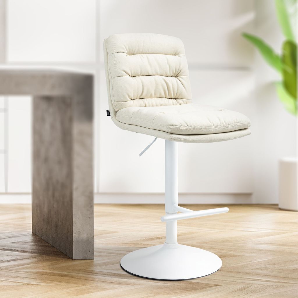 Barhocker HLO-CP248 Stoff weiß creme