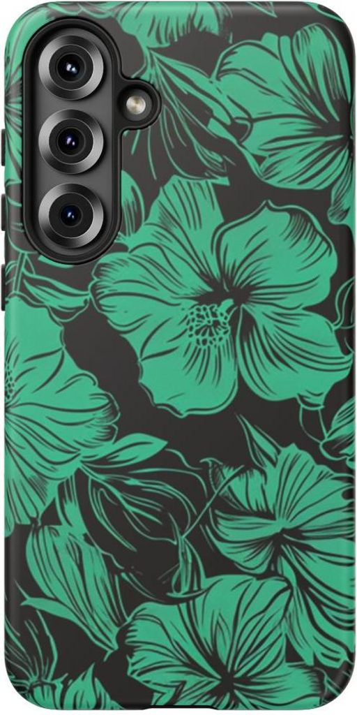 Grünes Hawaii-Blumenmuster – Hülle Kompatibel mit Galaxy S25 Plus