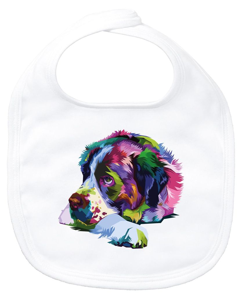Huuraa Baby Lätzchen Bernhardiner Colorful White Klettverschluss Baumwolle Latz Geschenkidee