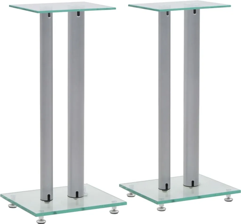 Set 2 Supporti Casse Audio vidaXL Vetro e Argento - Offerta Coppia - 7