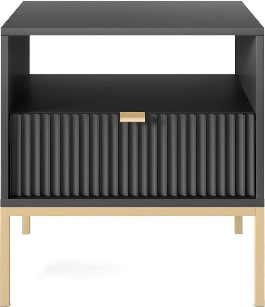 Nachttisch, Couchtisch, Schlafzimmertisch, kleiner Tisch - 54 x 56 x 39 cm - Nachttisch Light S54 Schwarz + Gold