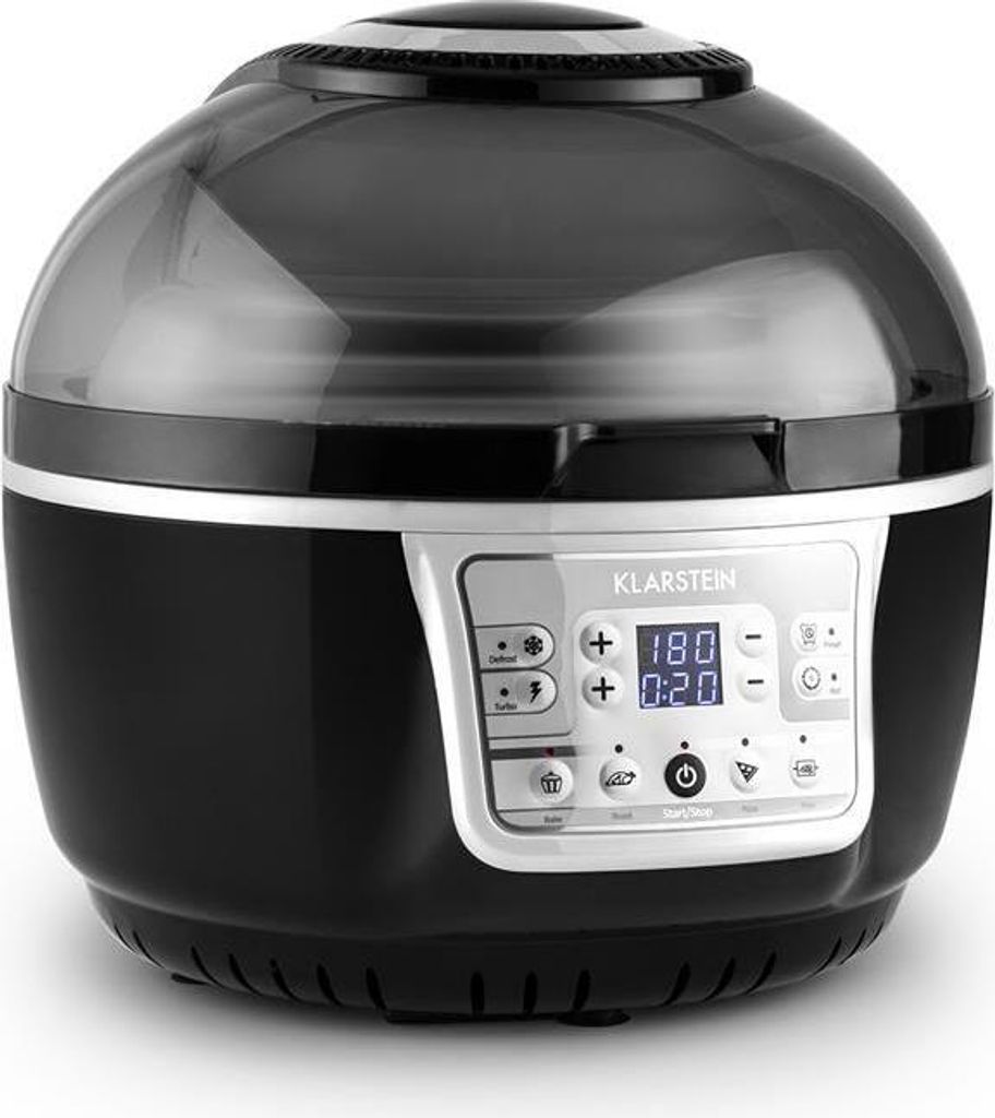 Klarstein VitAir Turbo Heißluftfritteuse - 1400 Watt Heissluftfriteuse, Airfryer mit 9 Liter Garraum, 50 bis 230°C, Timer, Halogen-Infrarot-Heize...