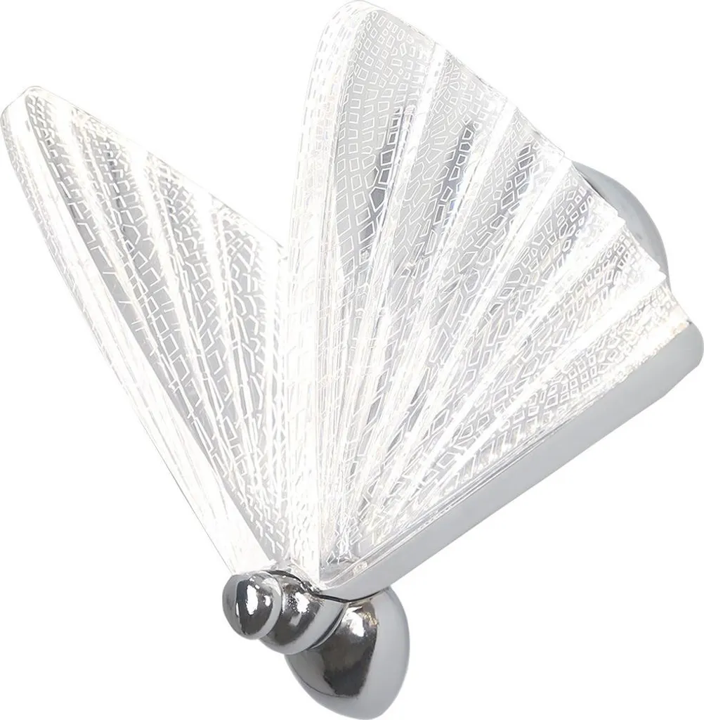 Lampe Murale LED Design Papillon Chrome 8W à Couleur Variable Mariposa