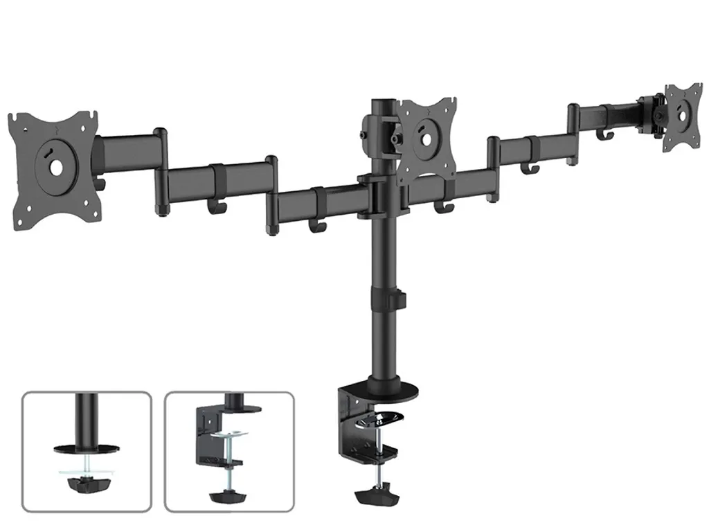 Support de bureau triple écran articulé rotatif pour moniteur VESA