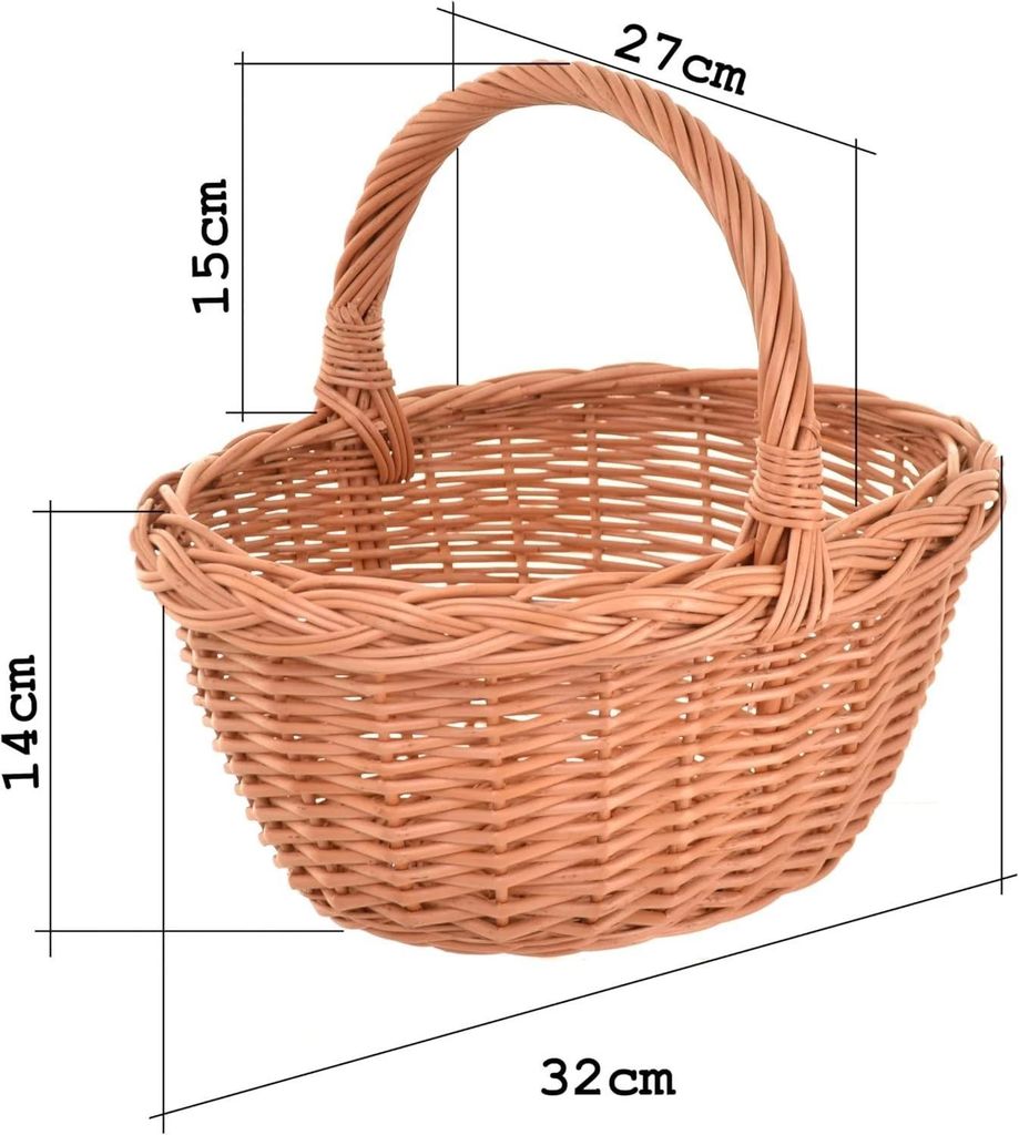 Aqbau Weidenkorb mit Henkel 32cm – Einkaufskorb geflochten