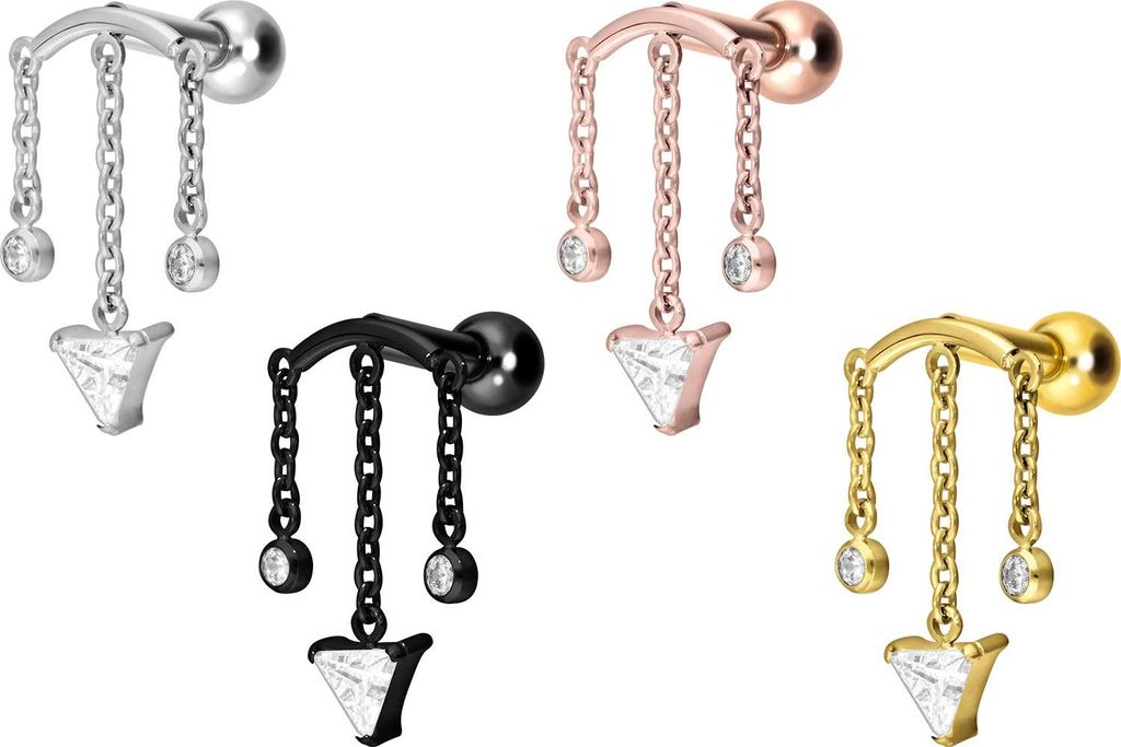 Ohrpiercing Titan Ohrpiercing mit Innengewinde WINDSPIEL Silber Stablänge: 6mm