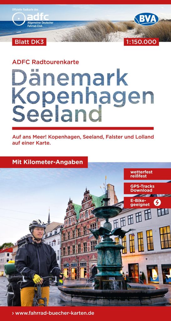 BVA ADFC Radtourenkarte Dänemark/Kopenhagen/Seeland 1:150.000