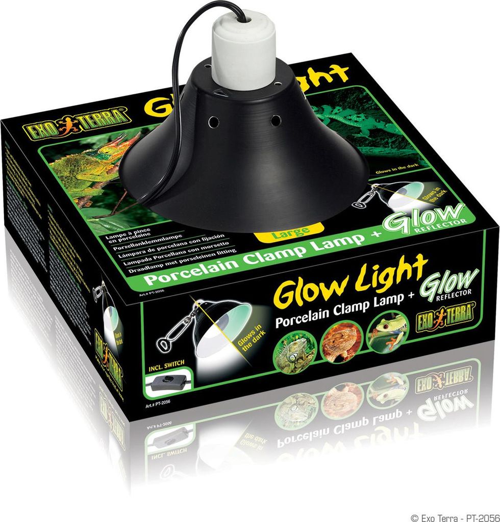 Exo Terra Glow Light - Porzellan-Klemmlampe und Leuchtreflektor, Ø: 25 cm