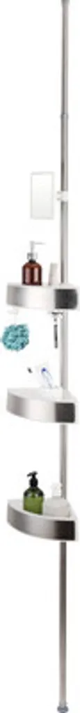 Solution gain de place douche : tablette d'angle télescopique avec miroir