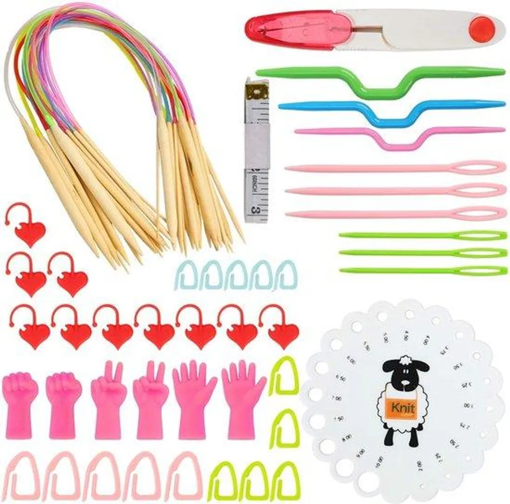 Set d'aiguilles à tricoter en bambou pour confectionner pulls et écharpes