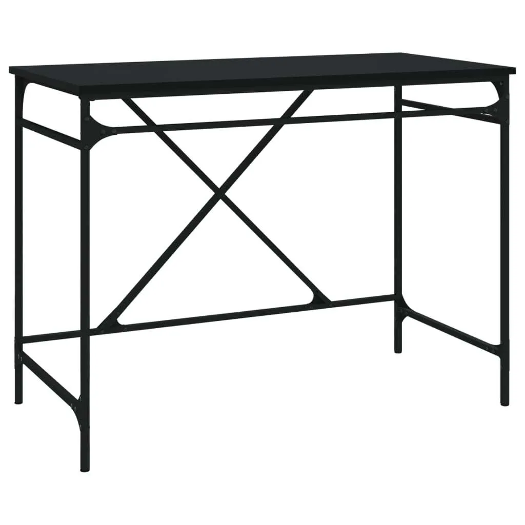 Scrivania Nera 100x50x75 cm Tavolo Lavoro Moderno Legno e Ferro