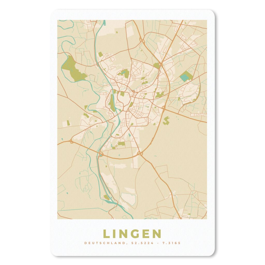 MuchoWow Mauspad Mousepad Lingen - Stadtplan - Karte 40x60 cm - Mousepads - Maus Mat - Pad - Mausunterlage - Schreibtisch Accesoire