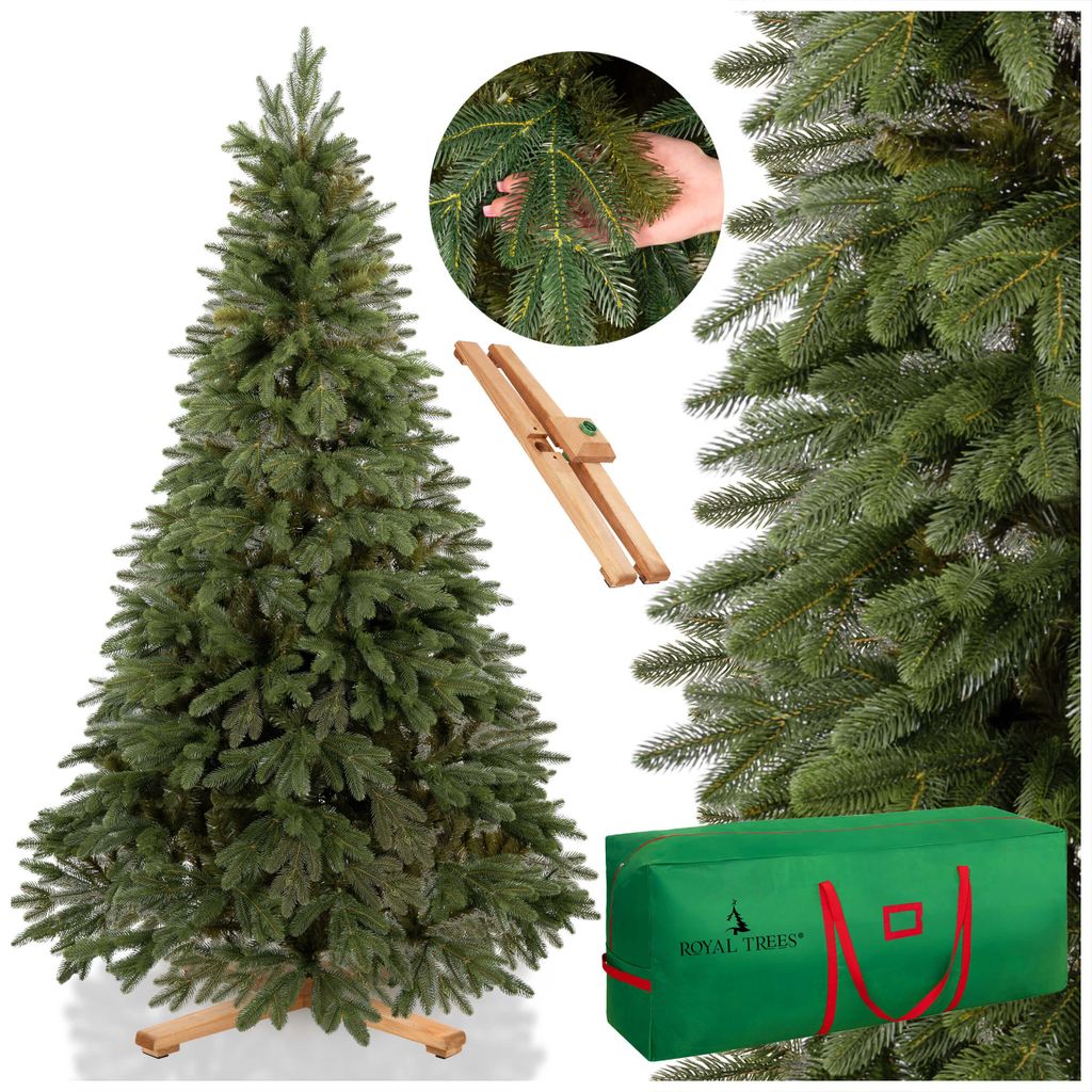 Royal Trees Weihnachtsbaum künstlich 210 cm Skandinavische Kiefer mit 813 Spitzen | Premium Tannenbaum inkl. Holzständer & Aufbewahrungstasche