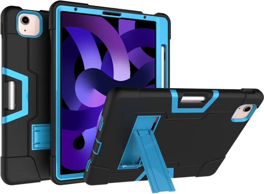 Gepanzerte Hülle für iPad Pro 5/4/3 12.9" mit Ständer und Stylushalter Blau
