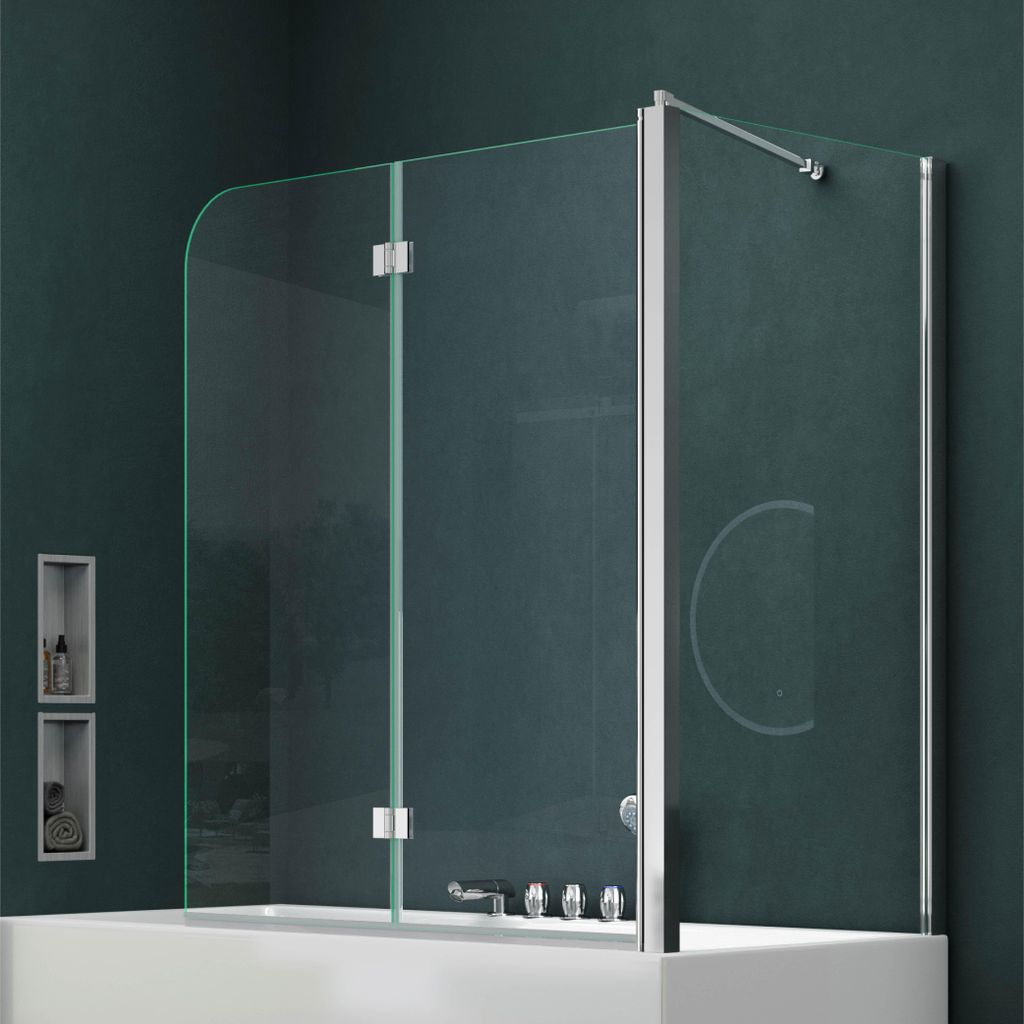 Mai&Mai Badewannenfaltwand, 6mm Sicherheitsglas Klarglas, Produktbild 