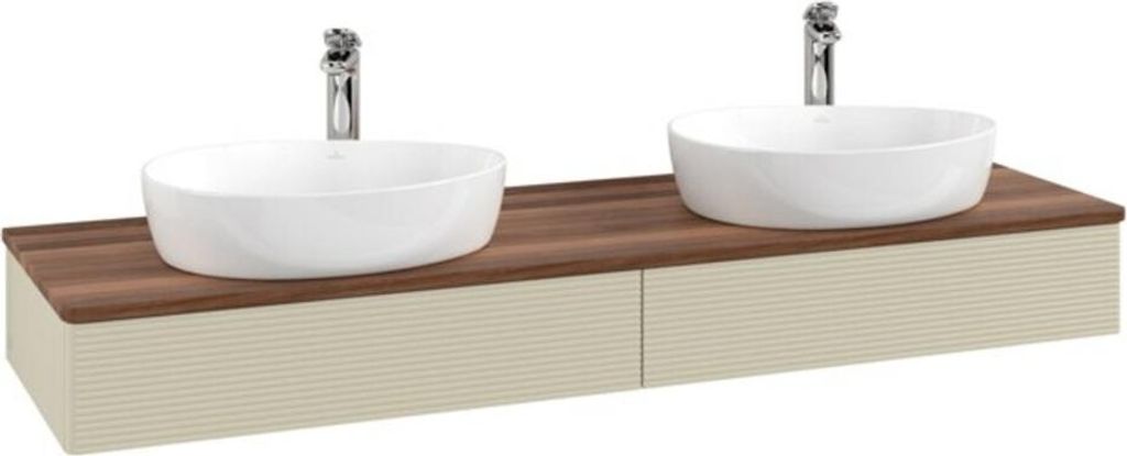 V&B Waschtischunterschrank mit Frontstruktur Antao 160x50cm, HL, WBP w. wal, si Gr m Lac