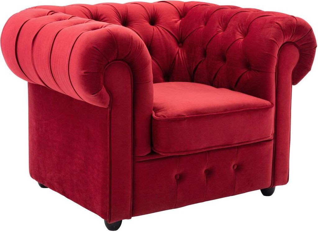Sessel CHESTERFIELD in Samt rot Relaxsessel 114 cm