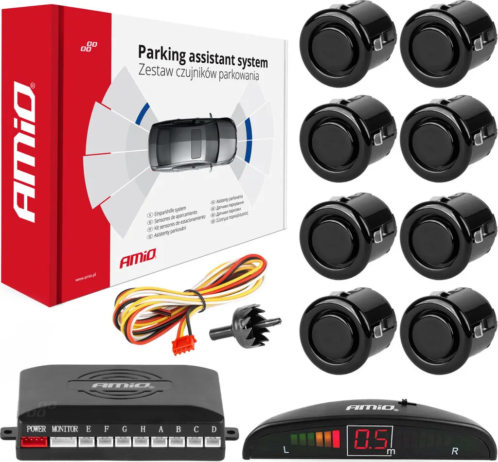 AMiO Parking Assistant LED 8 sensori nero ORO 18 mm