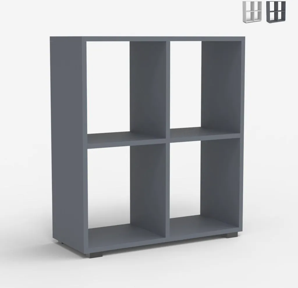 Bibliothèque basse Arkus blanche et grise moderne pour bureau enfant