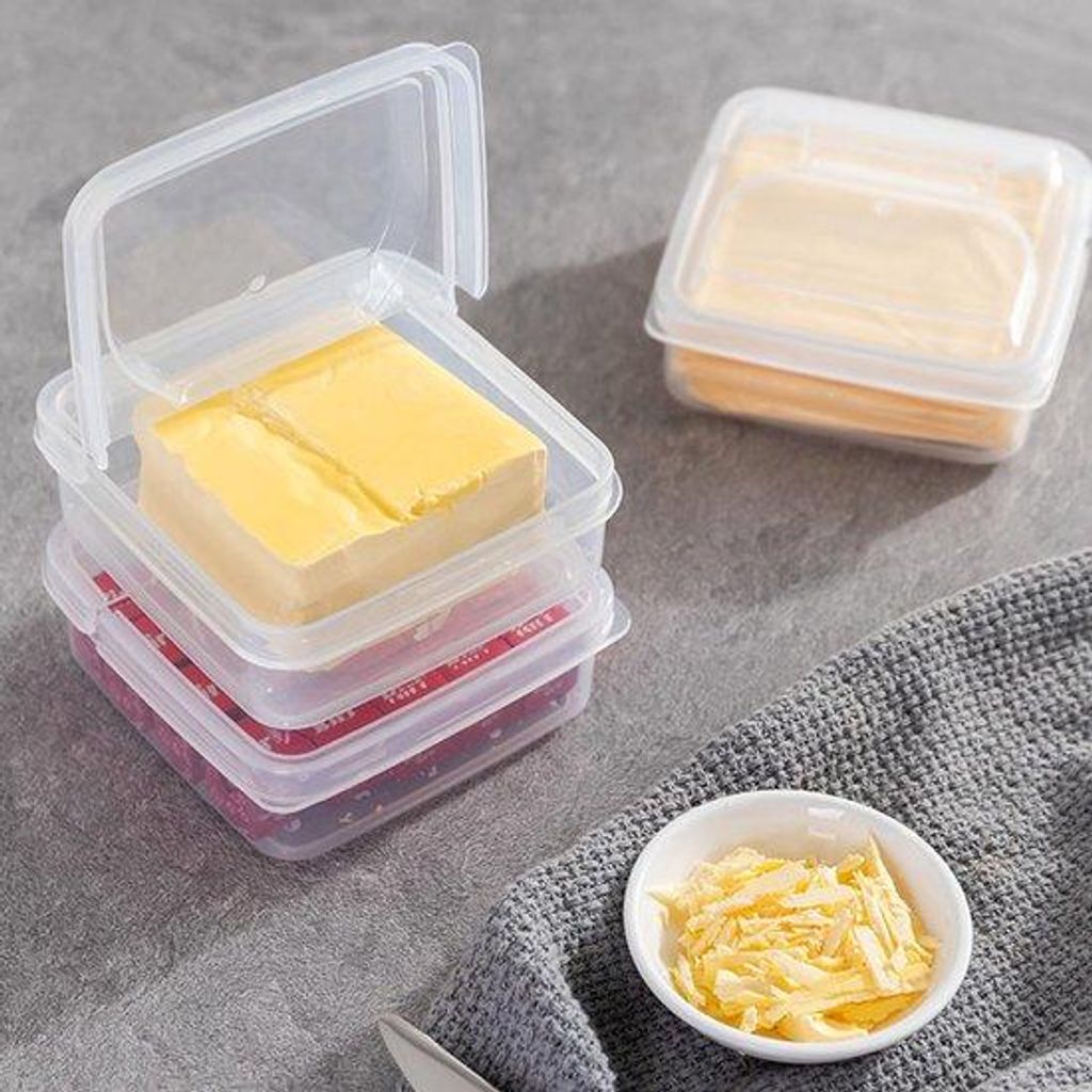 3er-Pack Käsebehälter für Kühlschrank mit klappbarem Deckel, stapelbarer Lebensmittelorganizer für Kühlschrank, Butterblock, Aufbewahrungsbox...