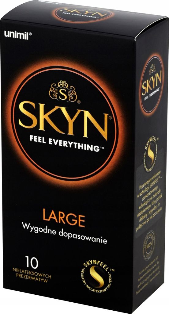 A product box for SKYN Large condoms.