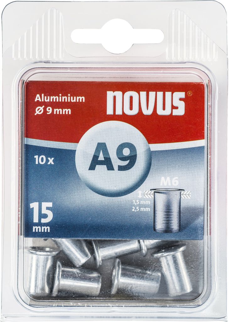 NOVUS Nietmutter M 6 X 15 ALU 10ST Produktbild 