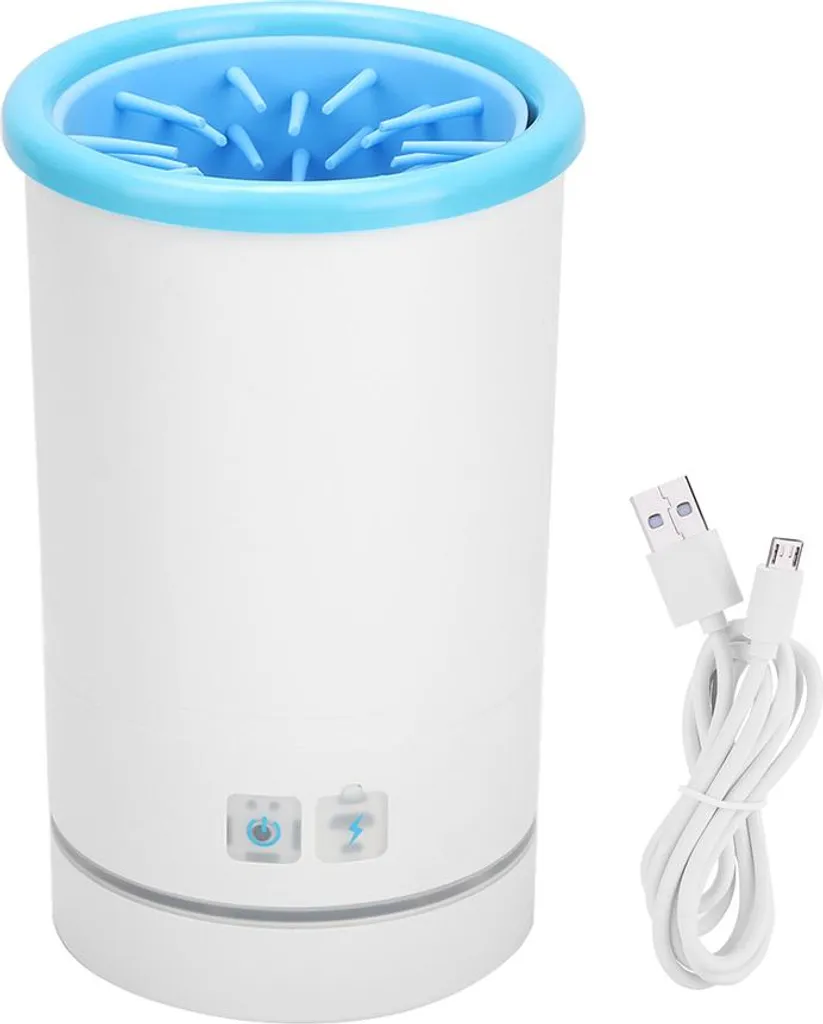Bac à eau nettoyant automatique pour pattes de chat et chien bleu et blanc