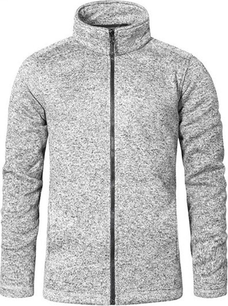 Strick-Fleece Jacke C+ Plus Size Herren, Grau-Melange, XXXL