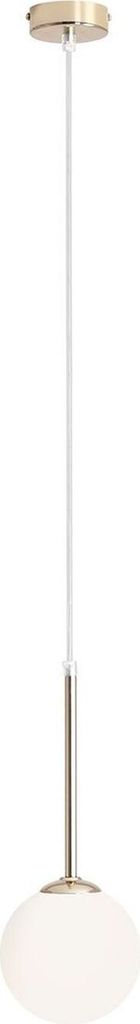 Hängelampe Glas Metall E14 14 cm breit H: max. 200 cm in Gold Weiß Kugel Schirm rund Modern Hängeleuchte