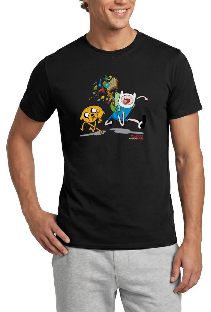 Spreadshirt Adventure Time Mit Finn Und Jake Unterwegs Männer T-Shirt, S, Schwarz