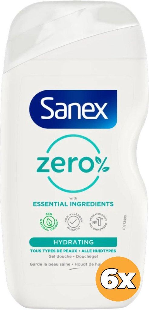 6x Sanex Douchegel Zero% Hydraterend 400 ml