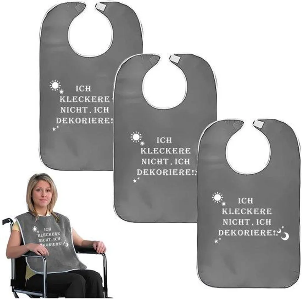 Bavoir Adulte Réutilisable Lot de 3 Protections de Repas Imperméables