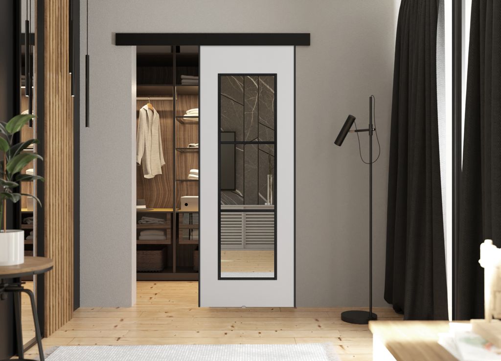 KIER FURNITURE TORI - Schiebetür Komplettset – 66x205x1,6 cm - Weiß