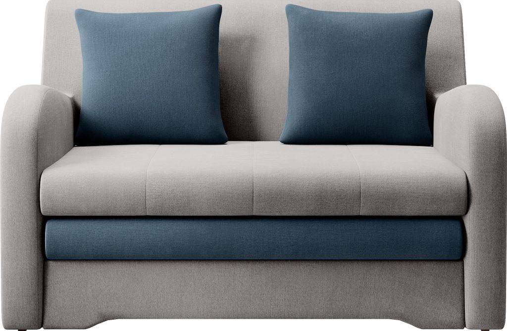 Krudox ARO 2-Sitzer Schlafsofa ausziehbar 130×85×103 cm mit Bettkasten, Stauraum und Kissen, Stoff Nube 03 / Monolith 76