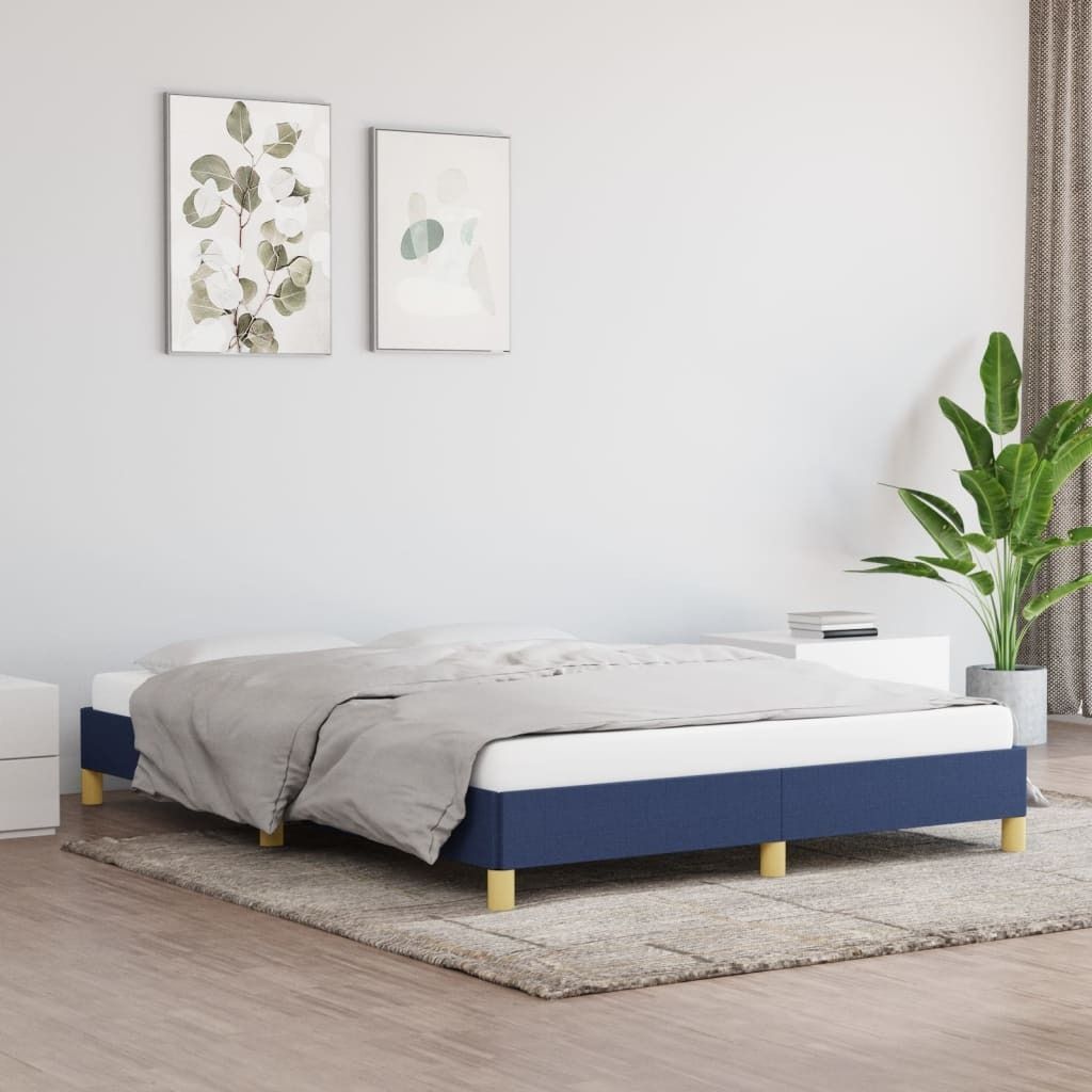 The Living Store Bettgestell Blau 140x200 cm Stoff